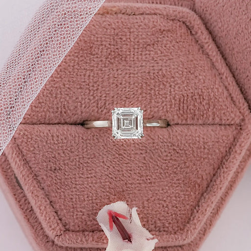 Asscher Cut Solitaire Diamond Engagement Ring Rings