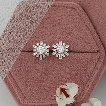 Round & Tapered Baguette Diamond Stud Earrings Earring
