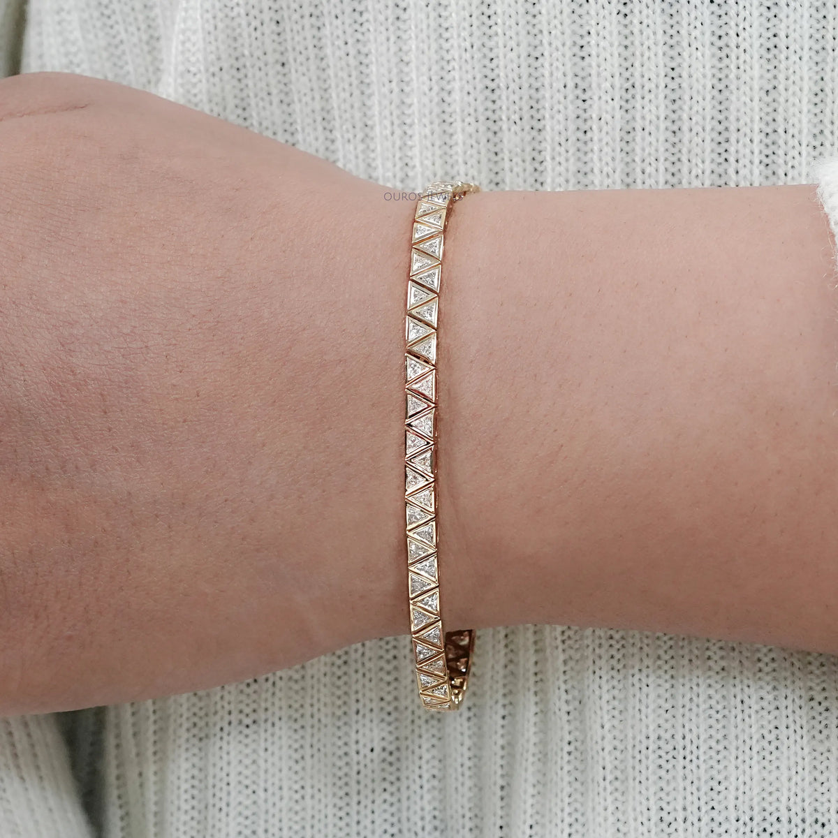 Triangle Cut Bezel Set Tennis Bracelet Bracelet