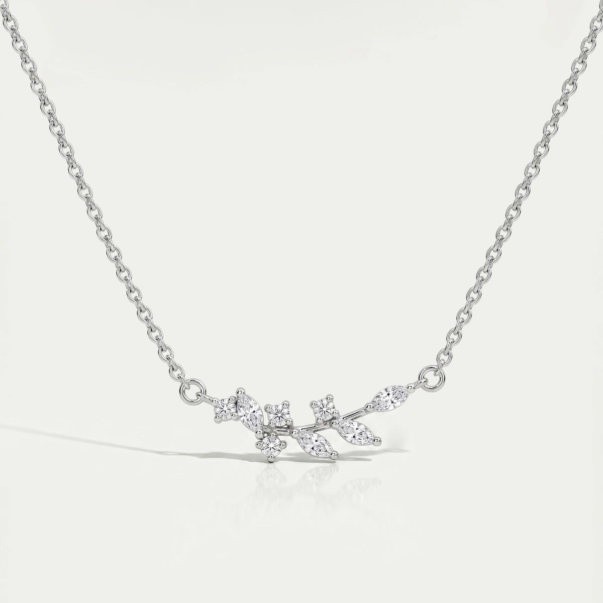 Marquise Cut Lab Diamond Leaf Pendant Necklaces