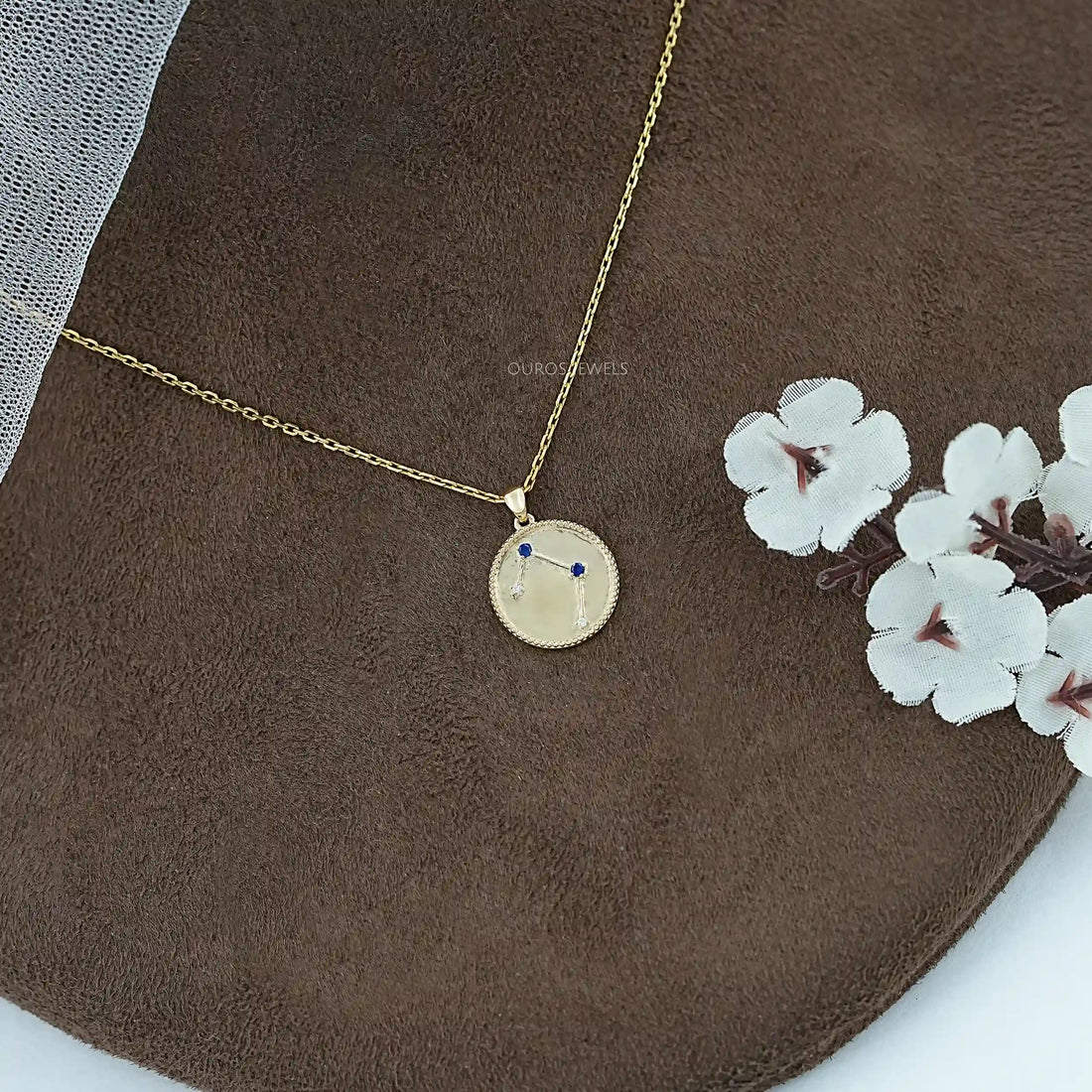 Libra Zodiac Sign Sapphire Gemstone Pendant Necklaces