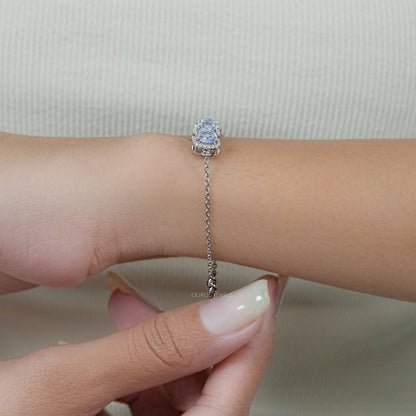 Light Purple Square Cushion Gemstone Halo Bracelet