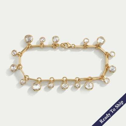 Bezel Set Rose Cut Lab Diamond Charm Bracelet