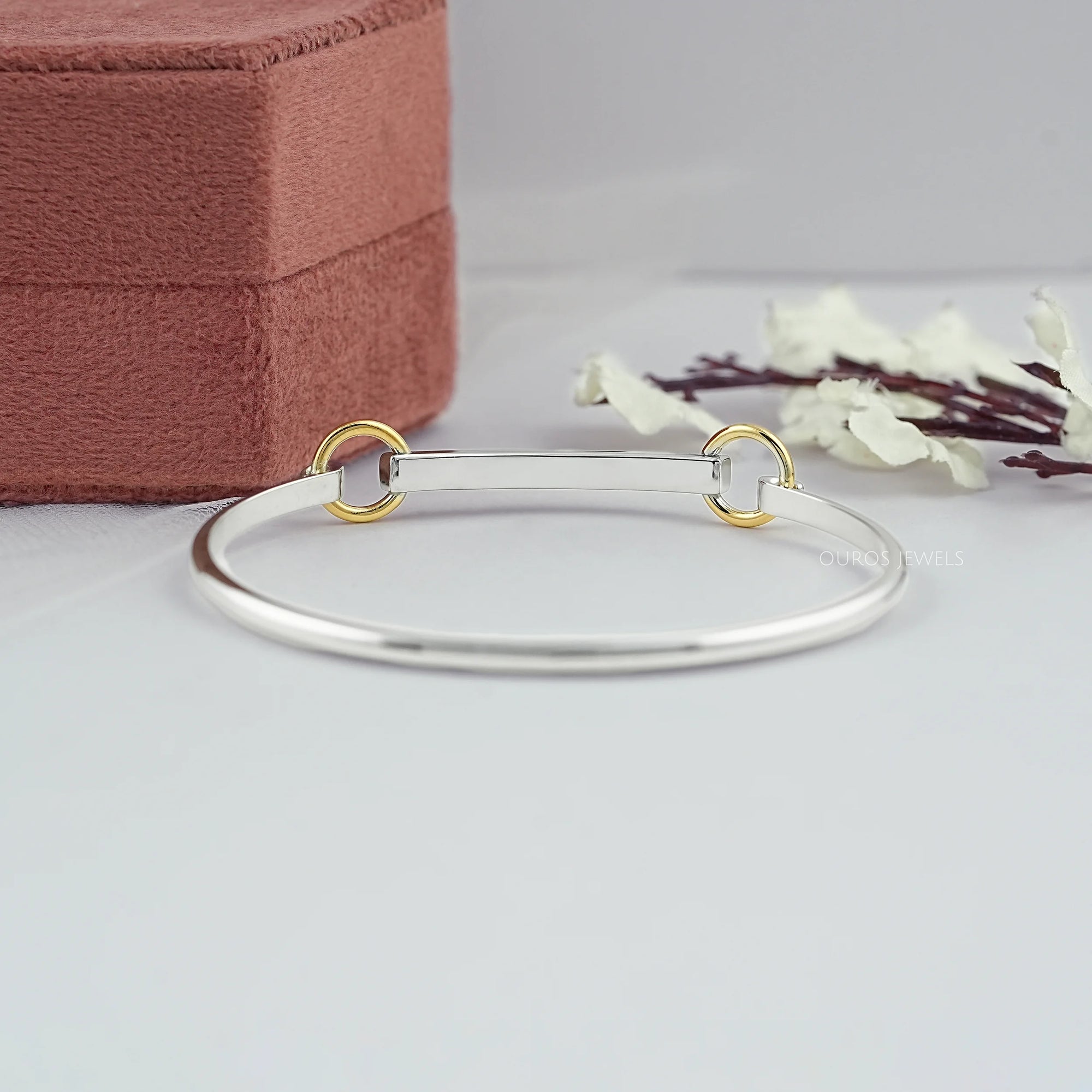 White Gold Linked Bangle