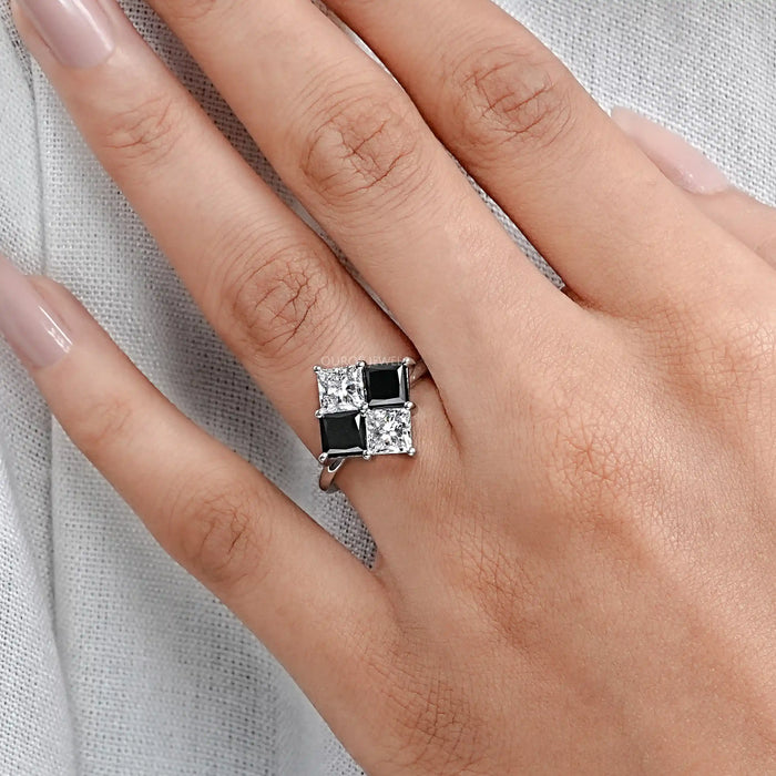 Princess Cut Black Diamond Anniversary Rings Ring