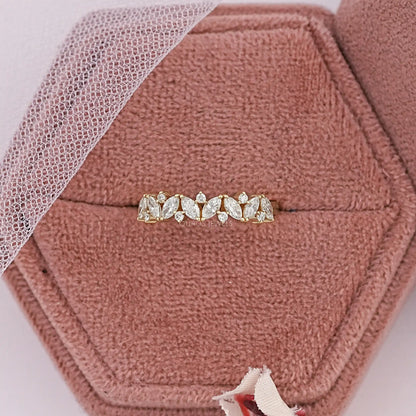 Marquise And Round Lab Diamond Dainty Ring Ring