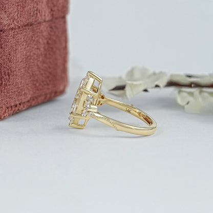 Marquise Cut Accent Diamond Engagement Ring Ring
