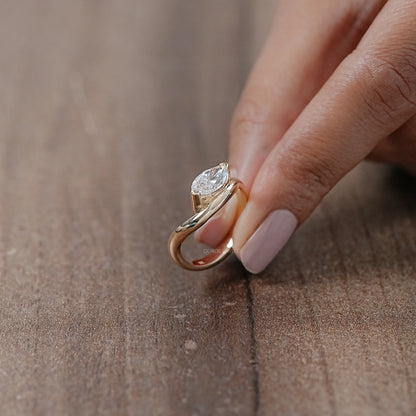 Wave Marquise Cut Lab Diamond Engagement Ring Ring