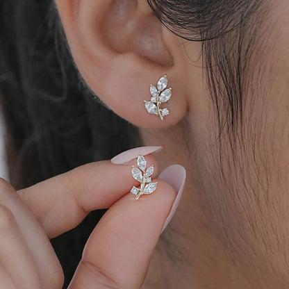 Marquise And Round Lab Diamond Leaf Earrings Earrings