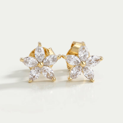 Floral Shape Marquise Diamond Earring Earring