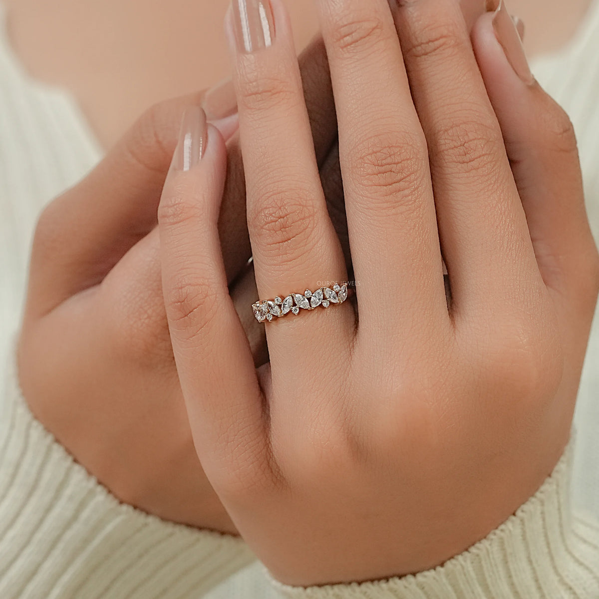 Marquise And Round Lab Diamond Dainty Ring Ring