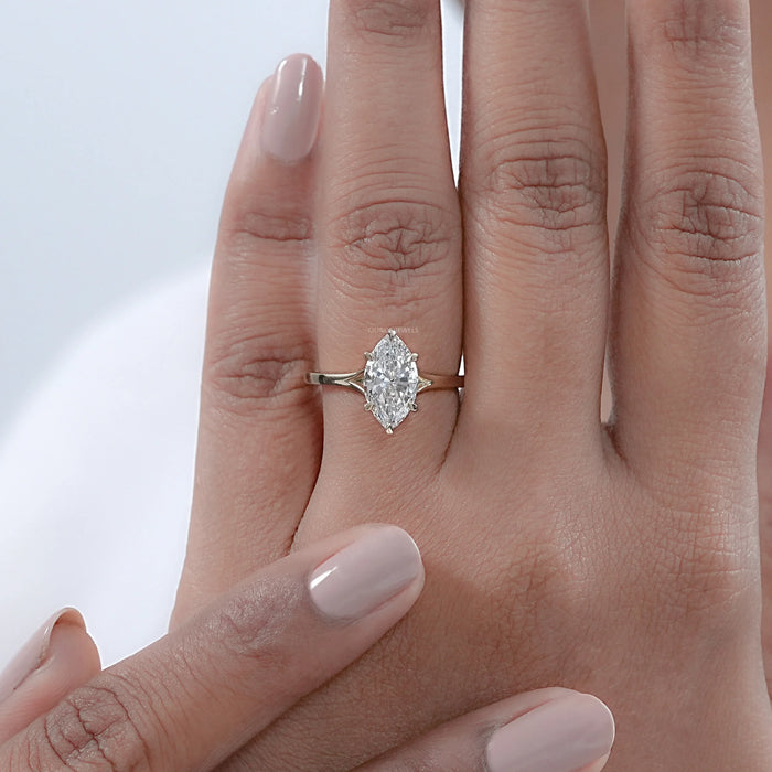 Six Prong Marquise Lab Diamond Solitaire Engagement Ring Rings