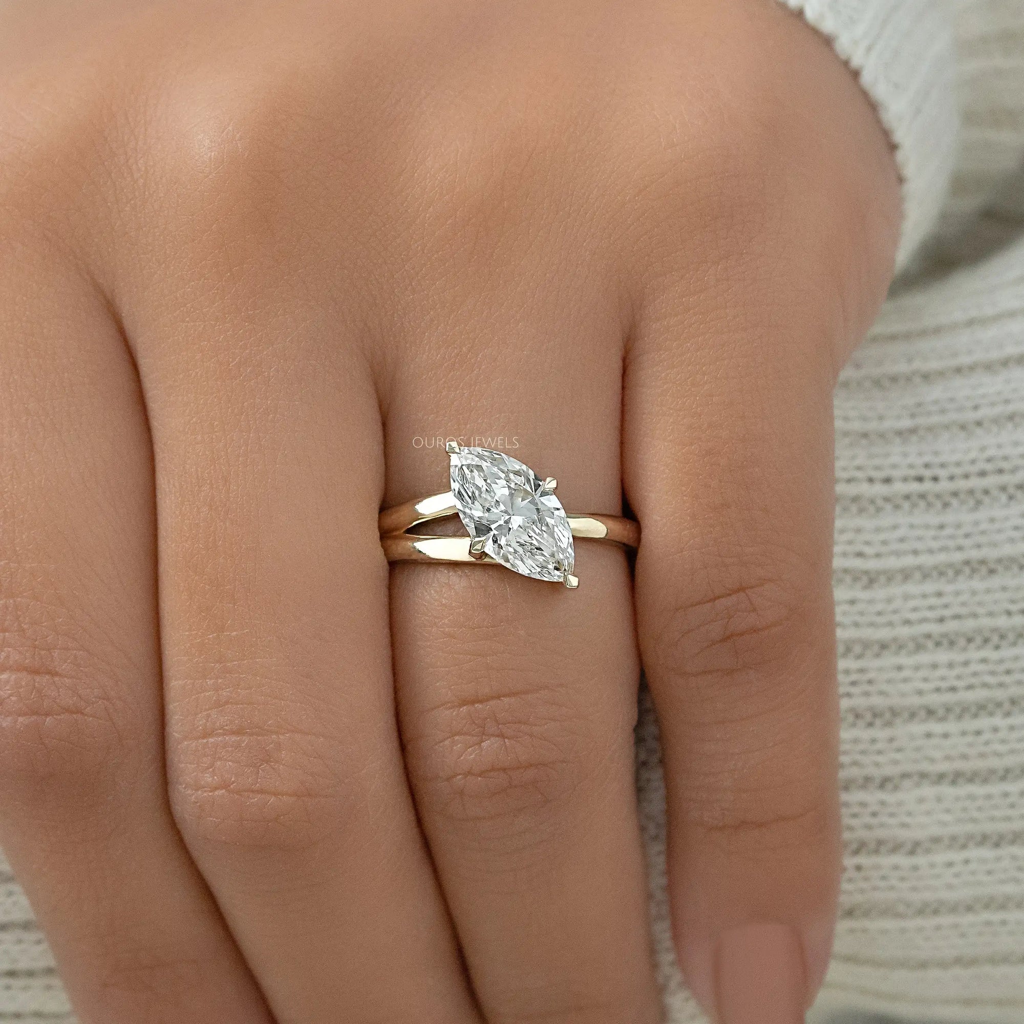 Marquise Cut Lab Diamond Split Solitaire Ring Ring