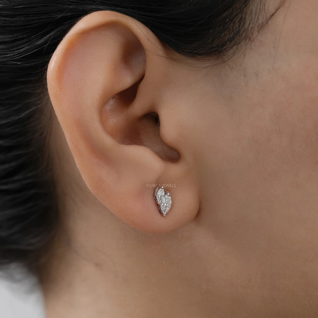 Two Stone Marquise Lab Diamond Stud Earrings