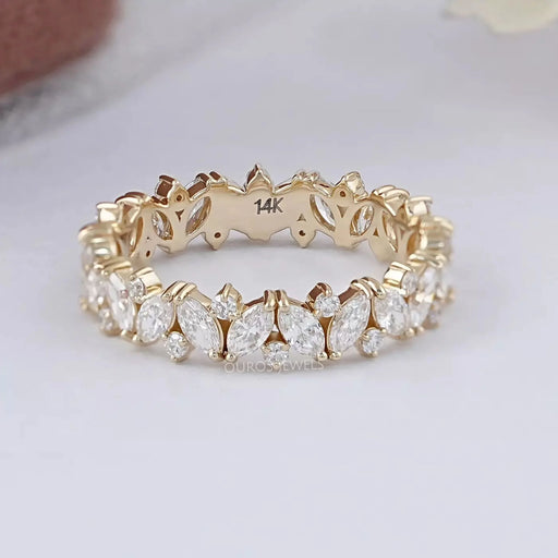 Marquise And Round Diamond Eternity Wedding Band