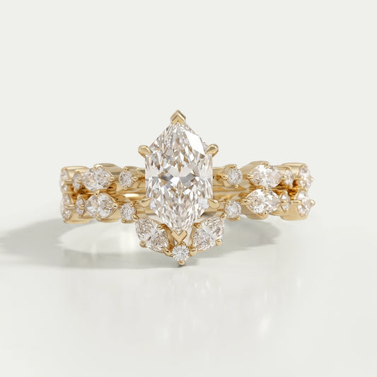 Dutch Marquise Lab Diamond Bridal Ring Set Ring