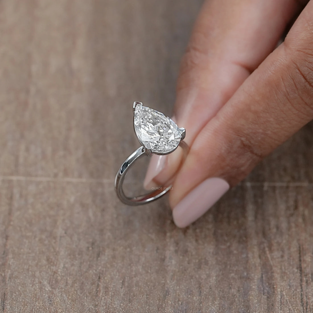 Pear Cut Lab Diamond Solitaire Engagement Ring Rings