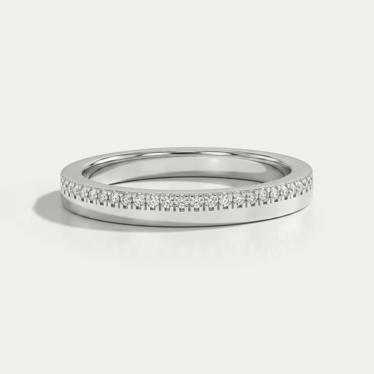 Matte Finish Round Diamond Wedding Band