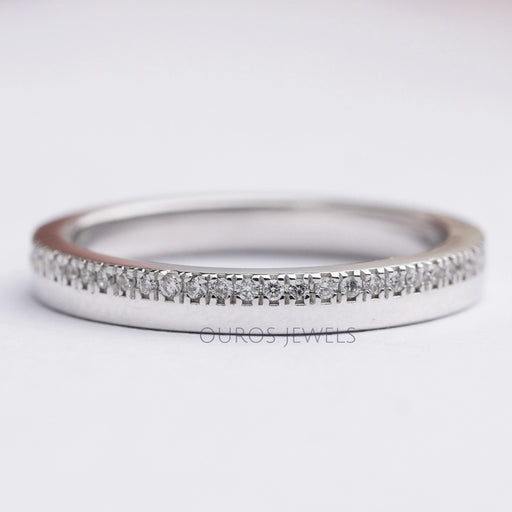 Matte Finish Round Diamond Wedding Band