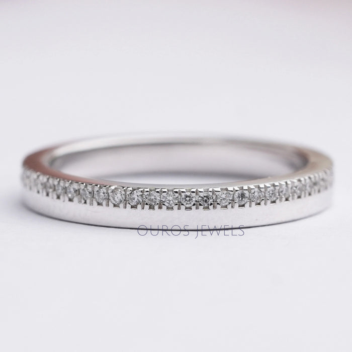 Matte Finish Round Diamond Wedding Band