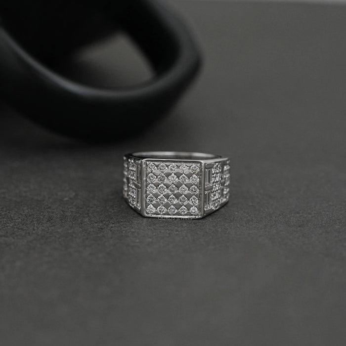 Grid Cluster Diamond Ring For Men's Rings