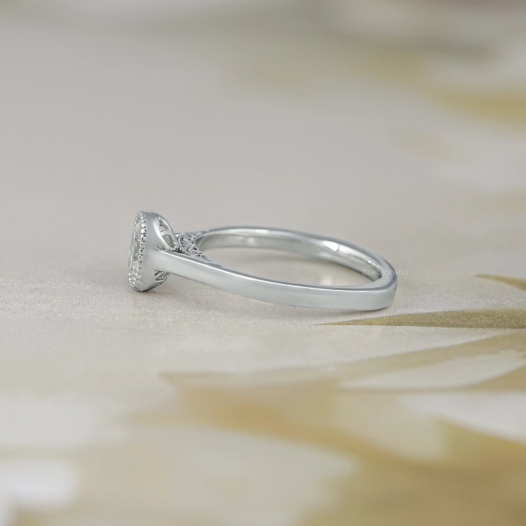 Old Mine Cushion Cut Milgrain Bezel Solitaire Ring Ring