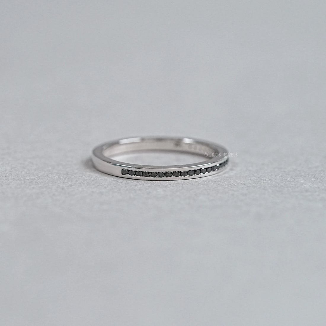 Black Round Lab Diamond channel Set Half Eternity Ring Rings