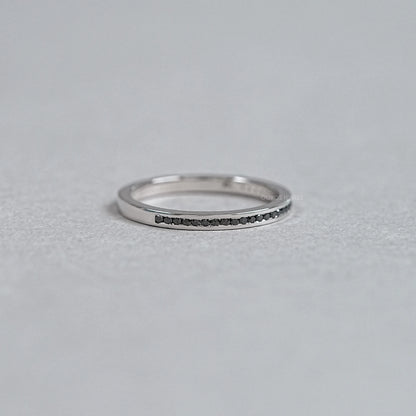 Black Round Lab Diamond channel Set Half Eternity Ring Rings