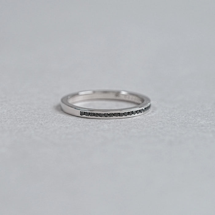 Black Round Lab Diamond channel Set Half Eternity Ring Rings