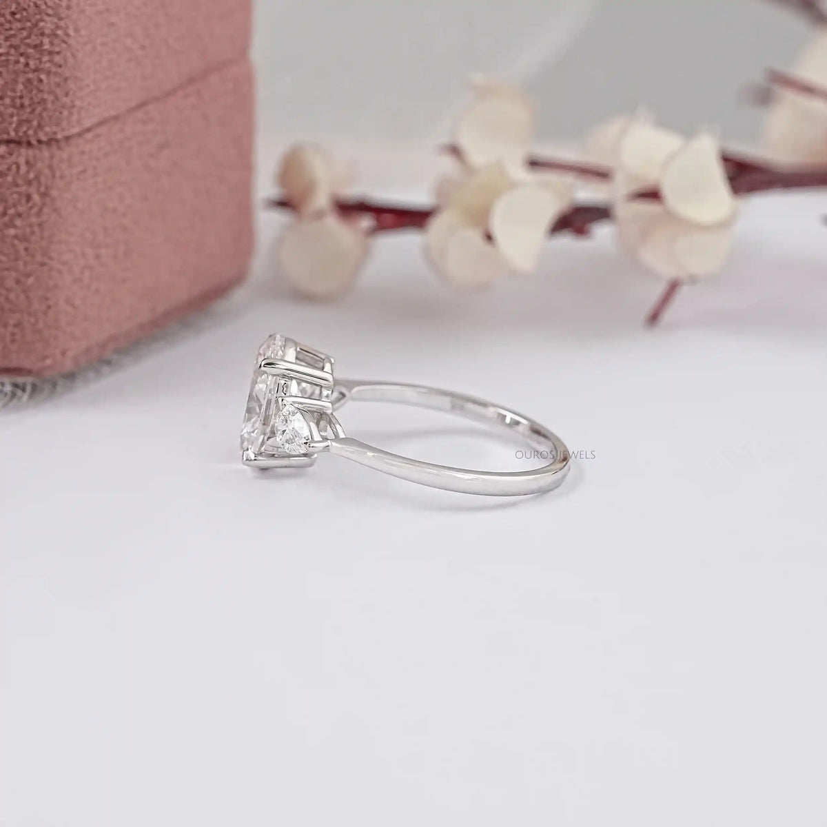 Three Stone Oval Shape Lab Grown Diamond Ring