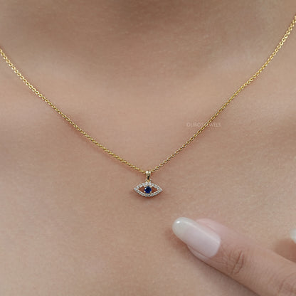 Birth Stone Evil Eye Lab Diamond Pendant