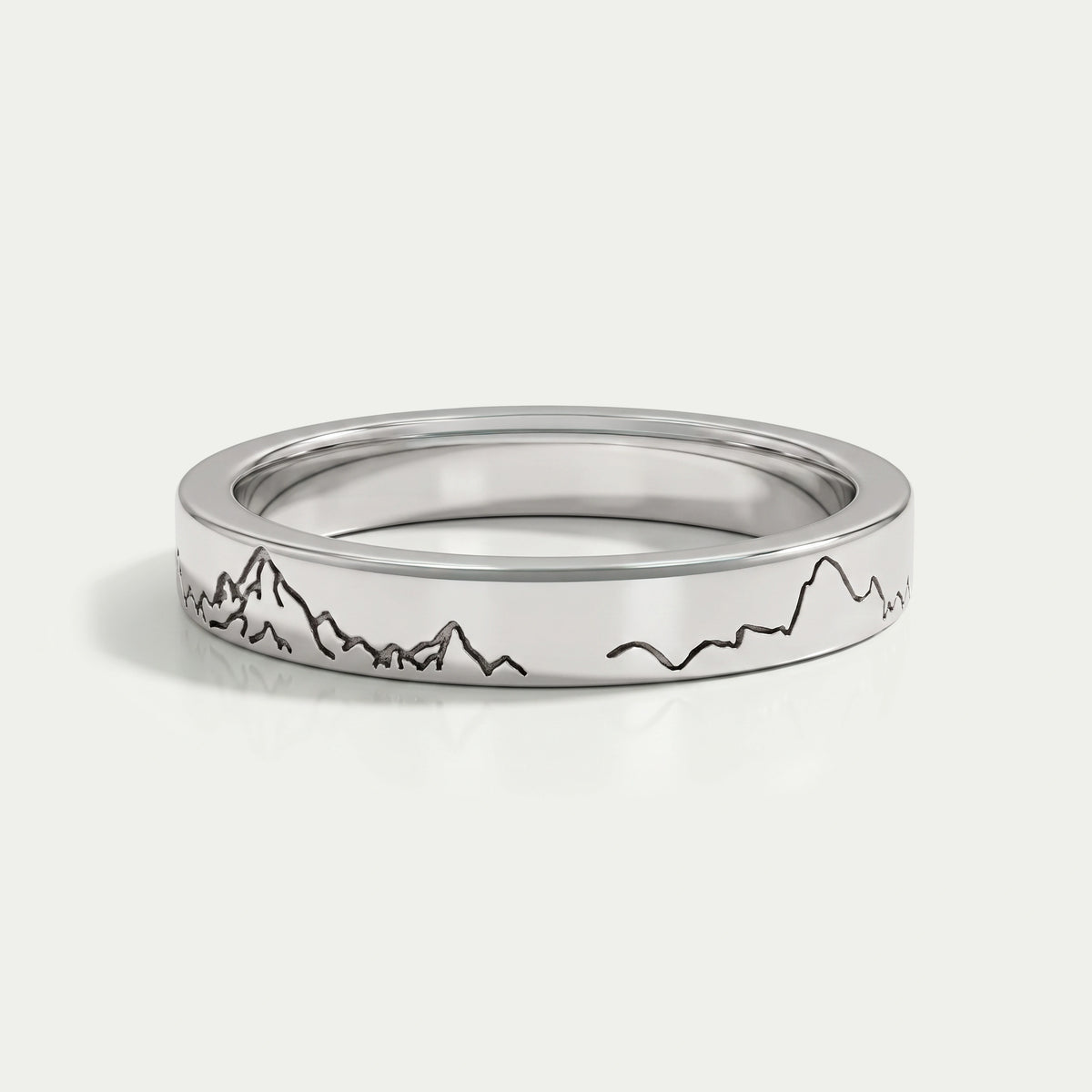Mountain Pattern Engraved Unisex Band Rings