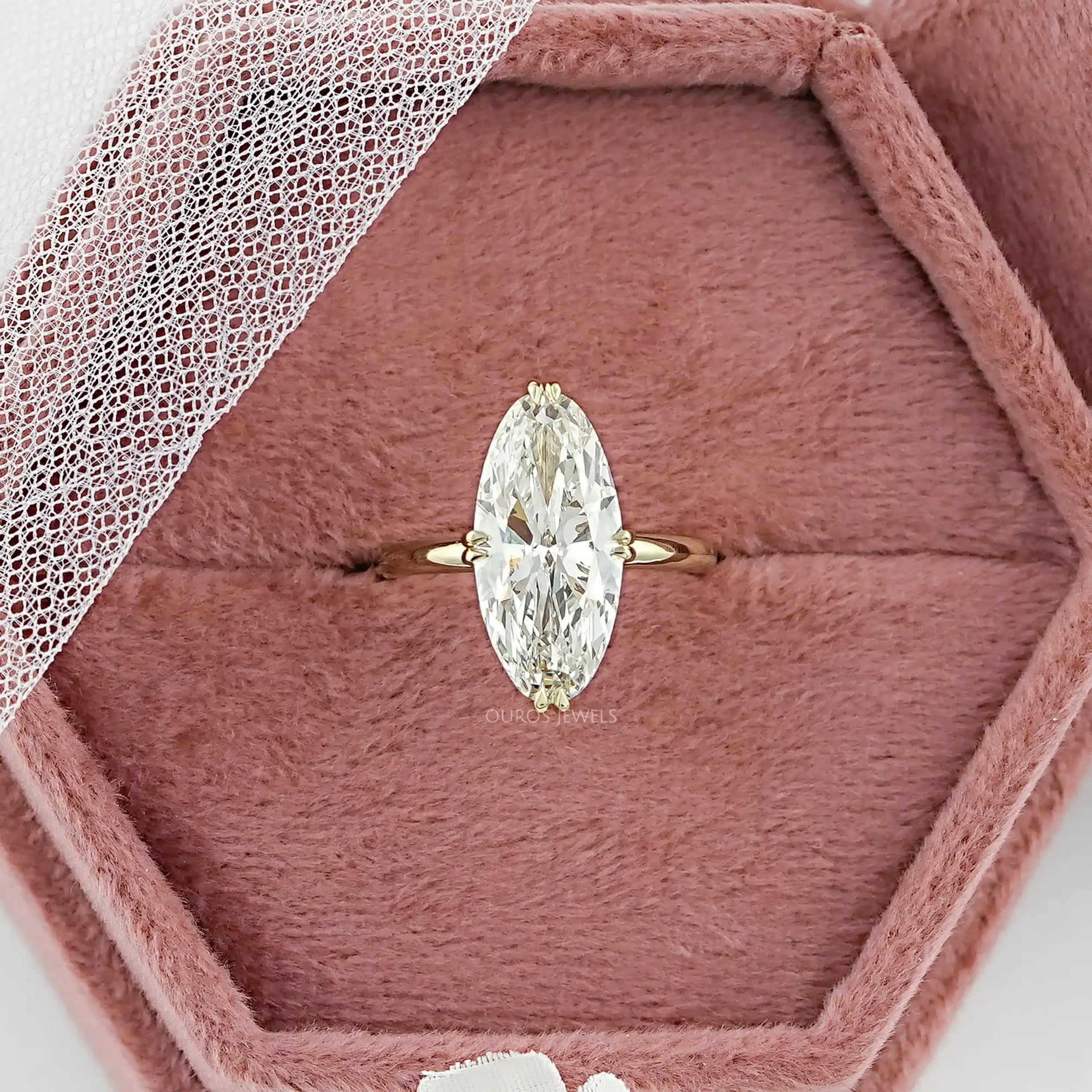 Moval Cut Lab Diamond Hidden Halo Ring