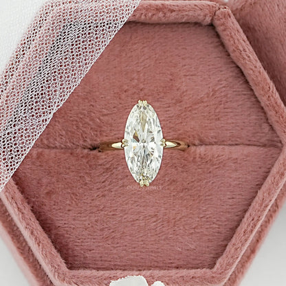 Moval Cut Lab Diamond Hidden Halo Ring