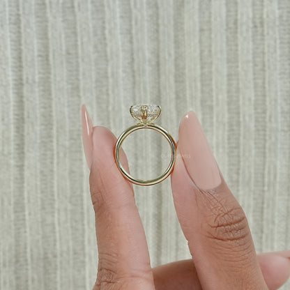 Moval Cut Lab Diamond Hidden Halo Ring