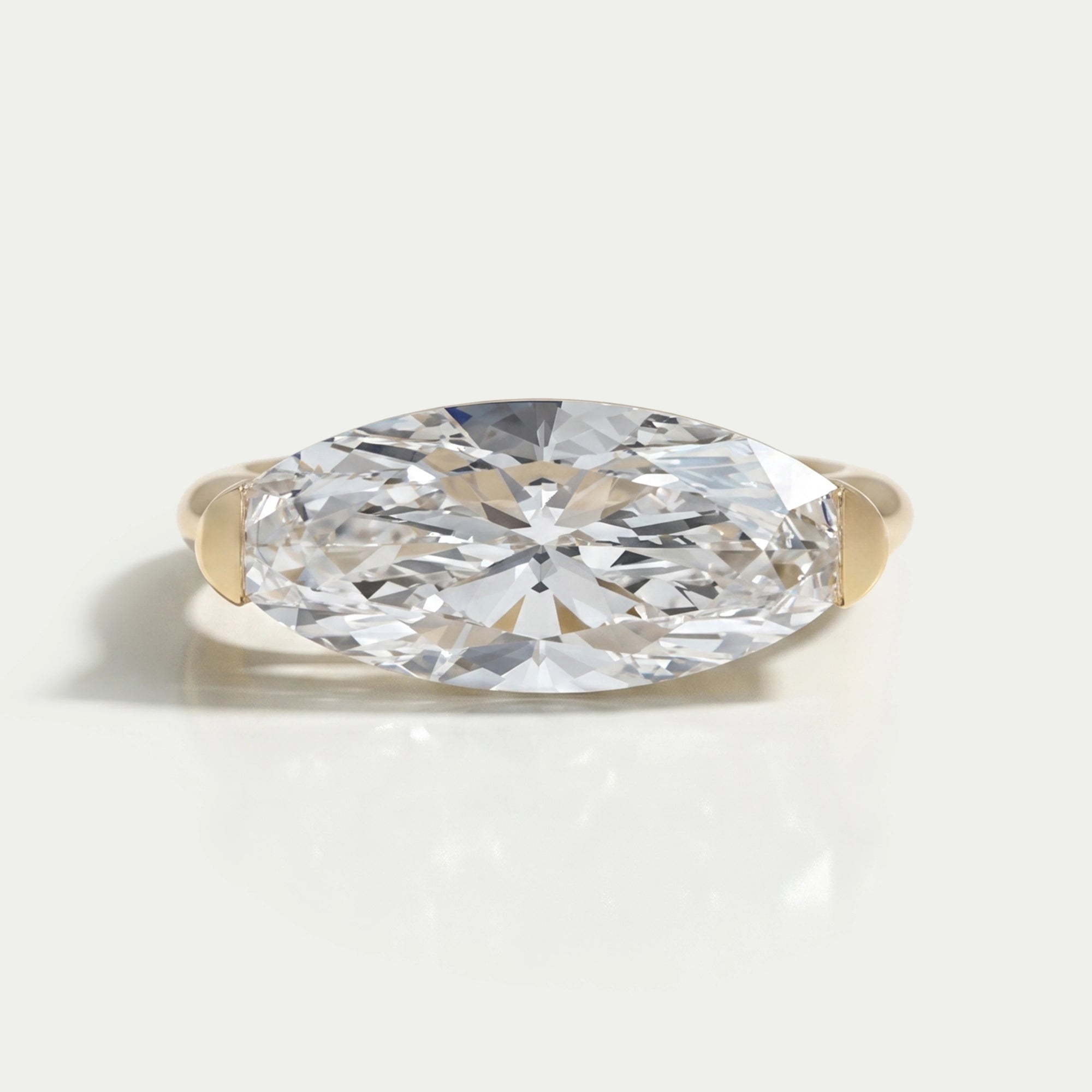 East West Moval Cut Diamond Engagement Ring