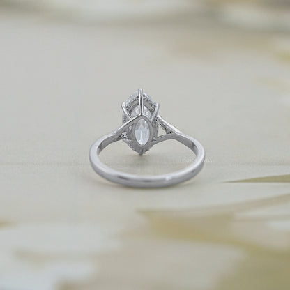 Old Mine Moval Cut Accent Diamond Split Shank Ring Rings