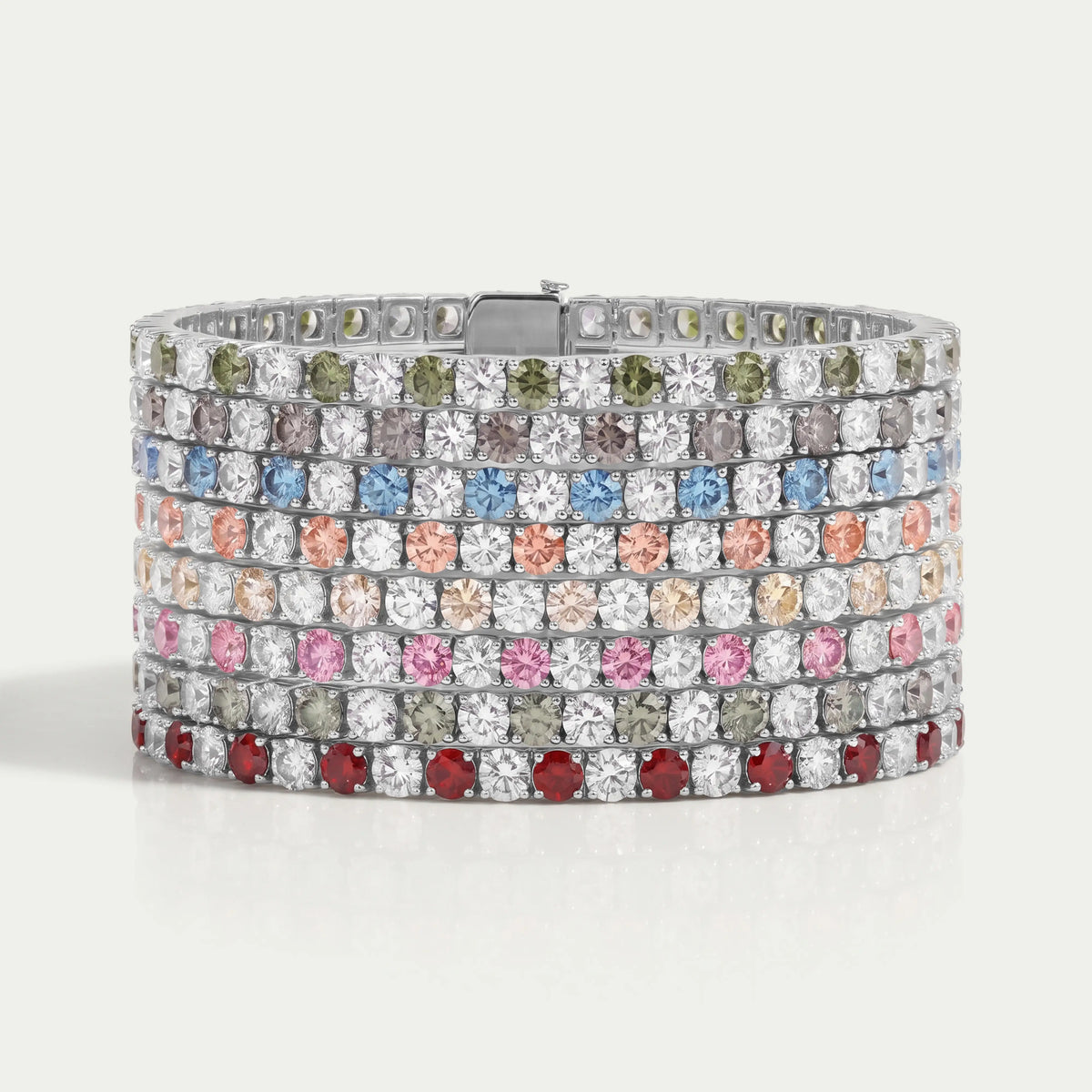 3.80 MM Fancy Color Round Cut Diamond Tennis Bracelet