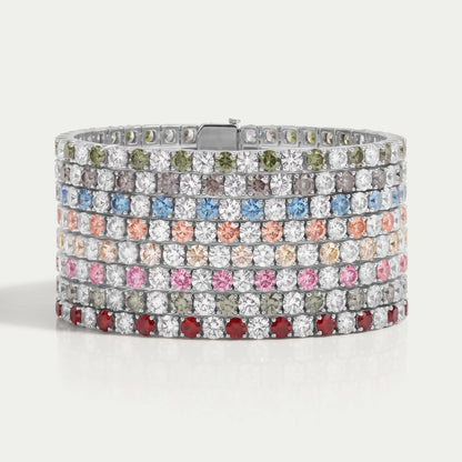 3.80 MM Fancy Color Round Cut Diamond Tennis Bracelet
