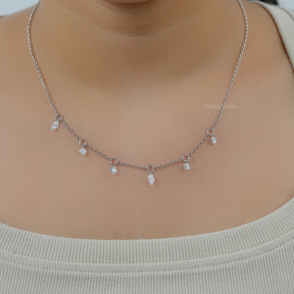 Multi Shape Lab Diamond Station Necklace