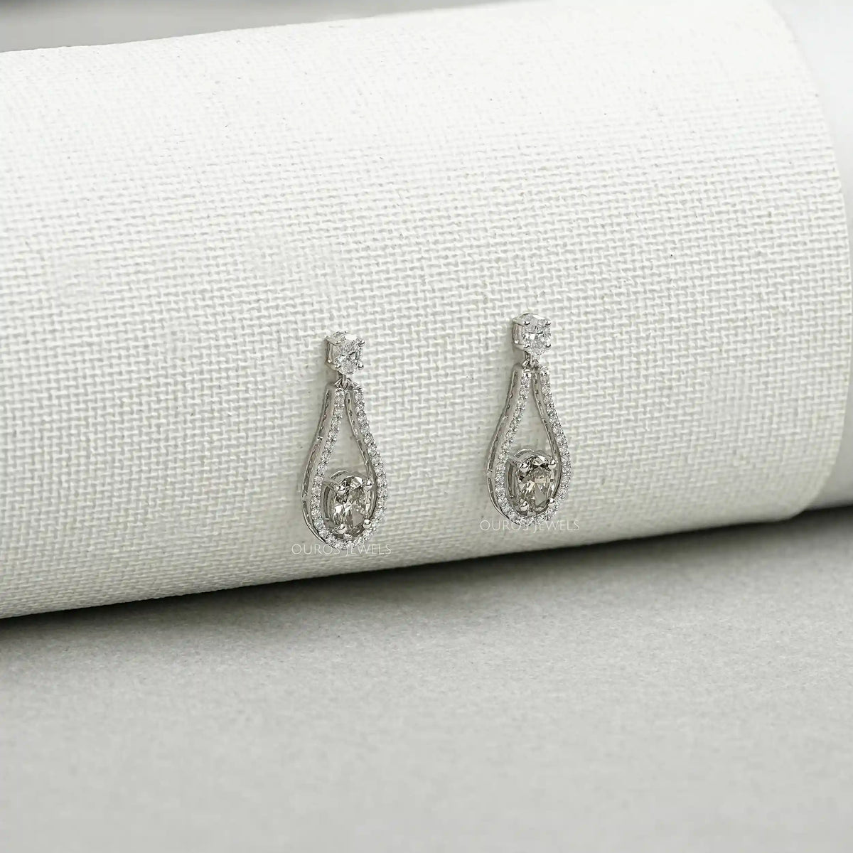 Diamond Layered Teardrop Dangle Earrings Earrings