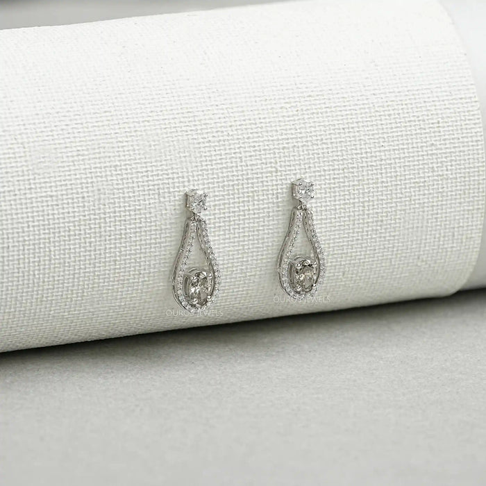 Diamond Layered Teardrop Dangle Earrings Earrings