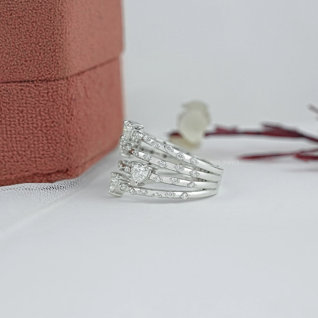 Multi Row Heart Diamond Anniversary Ring Ring