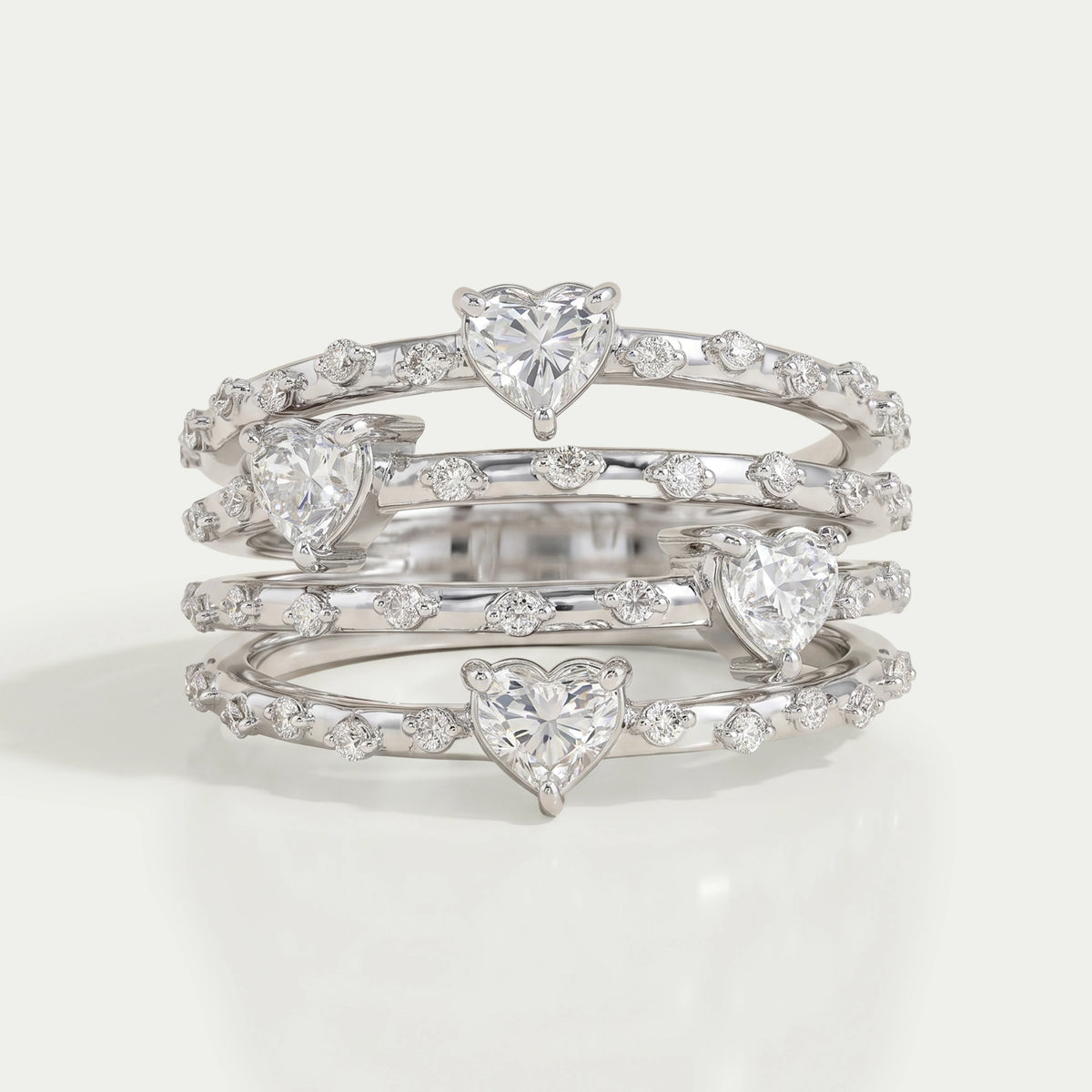 Multi Row Heart Diamond Anniversary Ring Ring
