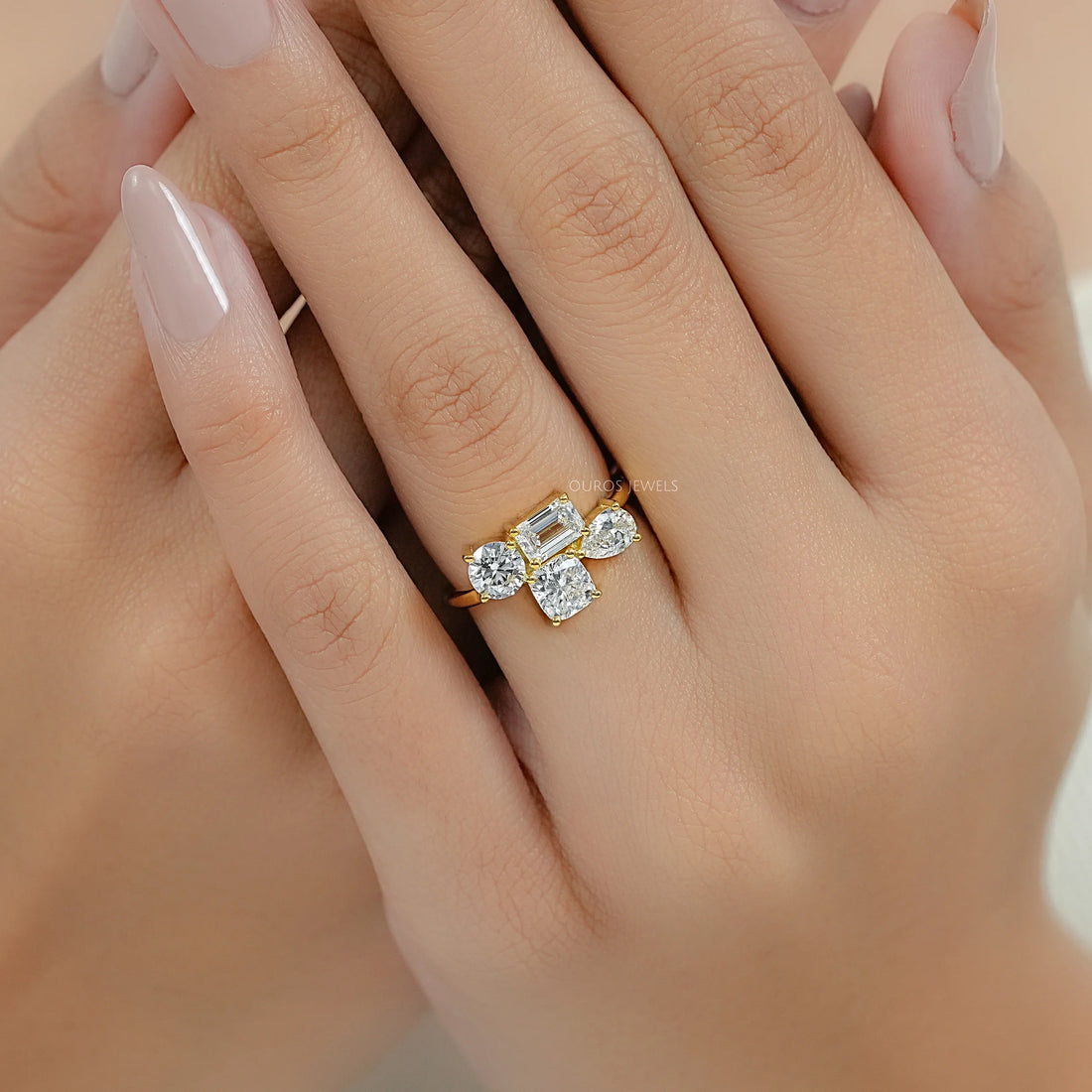 Multi Shape Lab Diamond Cluster Engagement Ring Ring