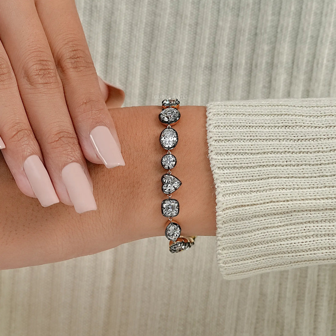 Multi Shape Old Cut Lab Diamond Tennis Bracelet Bracelet