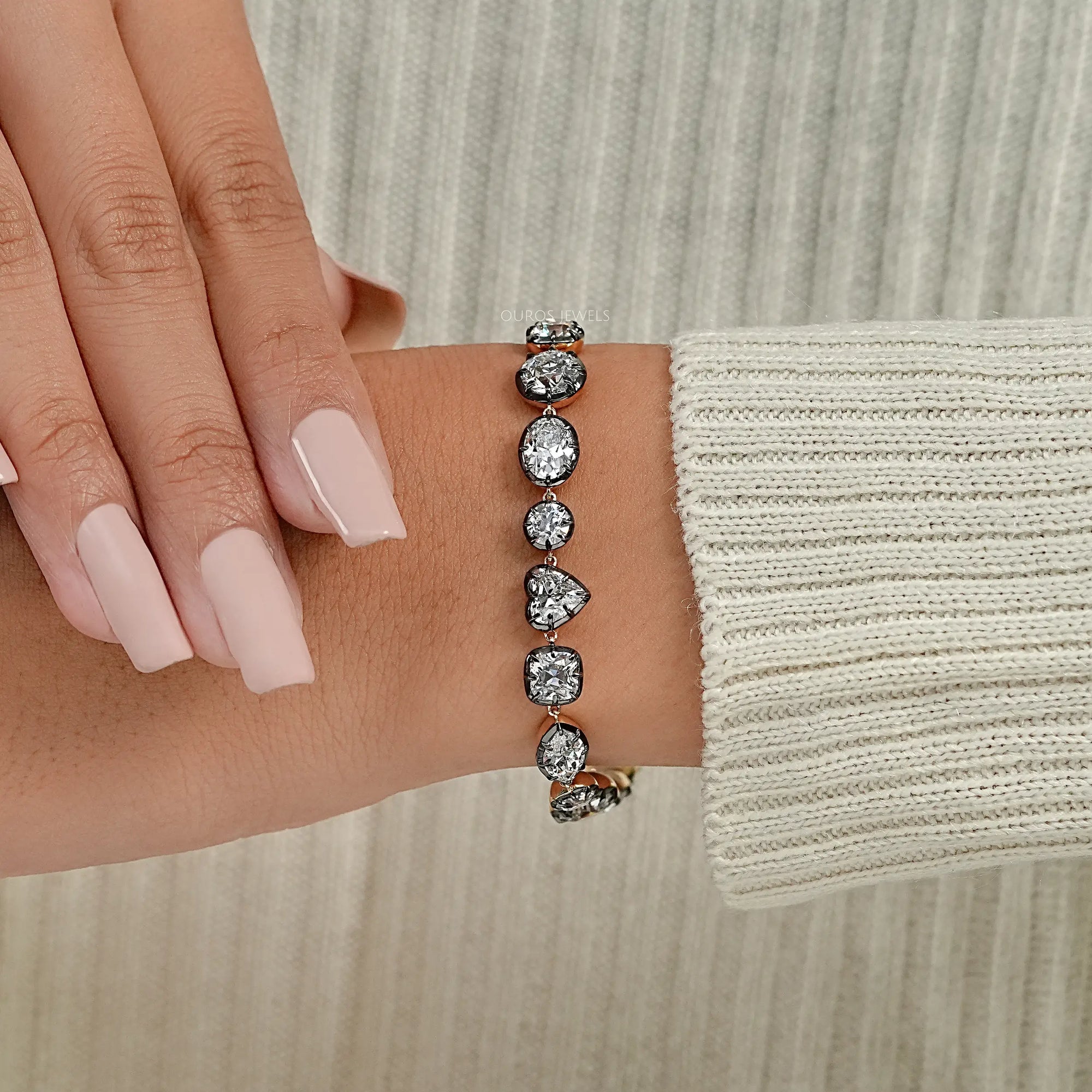 Multi Shape Old Cut Lab Diamond Tennis Bracelet Bracelet