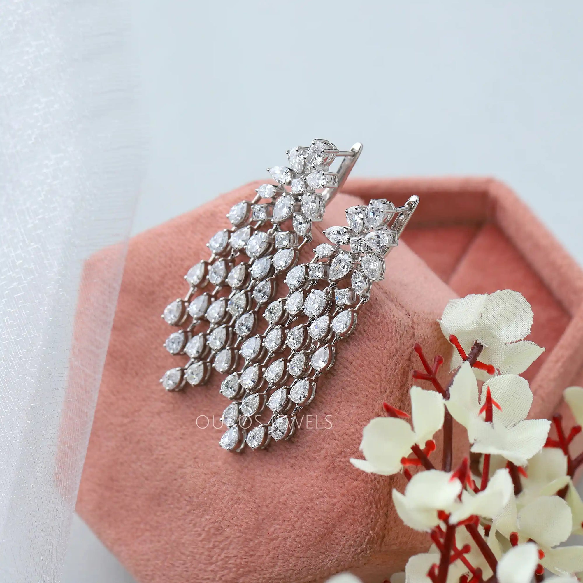 Multi-Shaped Lab Diamond Tassel Chandelier Earring