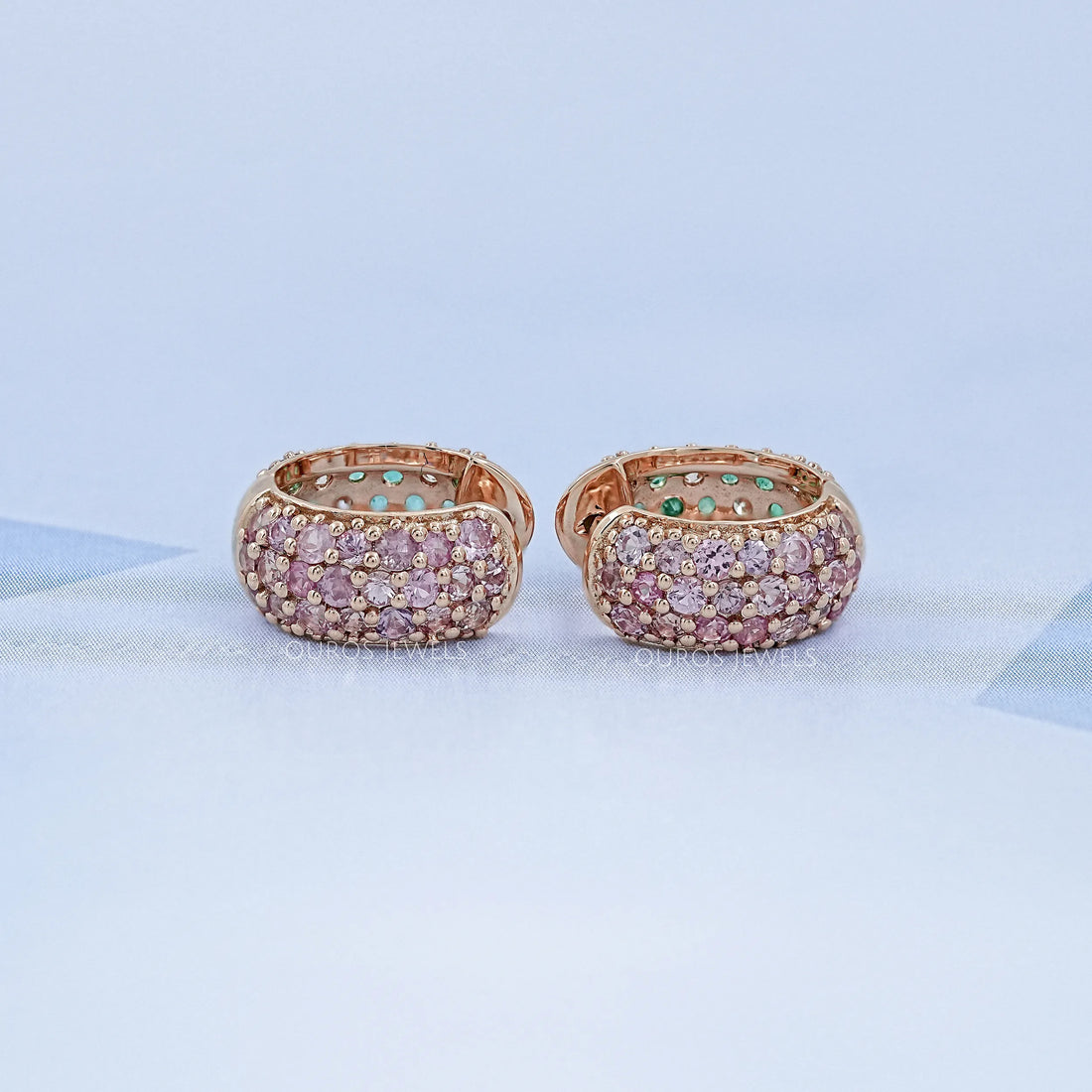 Natural Gemstone Pave Huggie Hoop Earrings Earring