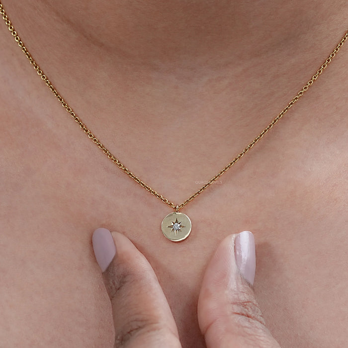 Star Round Cut Lab Grown Diamond Pendant Necklaces